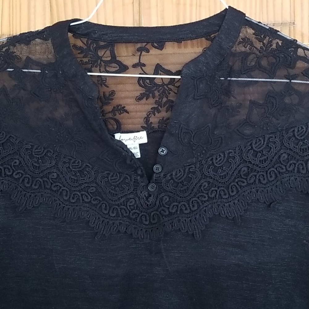Love & Fire Beautiful Boho Lace Trim Blouse